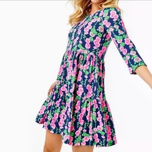 Lilly Pulitzer Geanna Swing Dress Turquoise Oyster Bay Navy So Devine Medium NWT